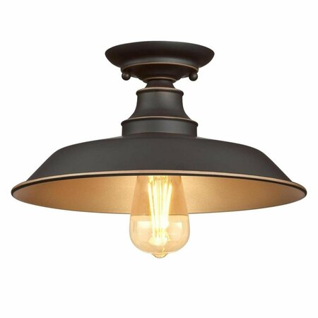 BRILLIANTBULB 12 in. 1 Light Semi-Flush with Highlights - Oil Rubbed Bronze BR3282491